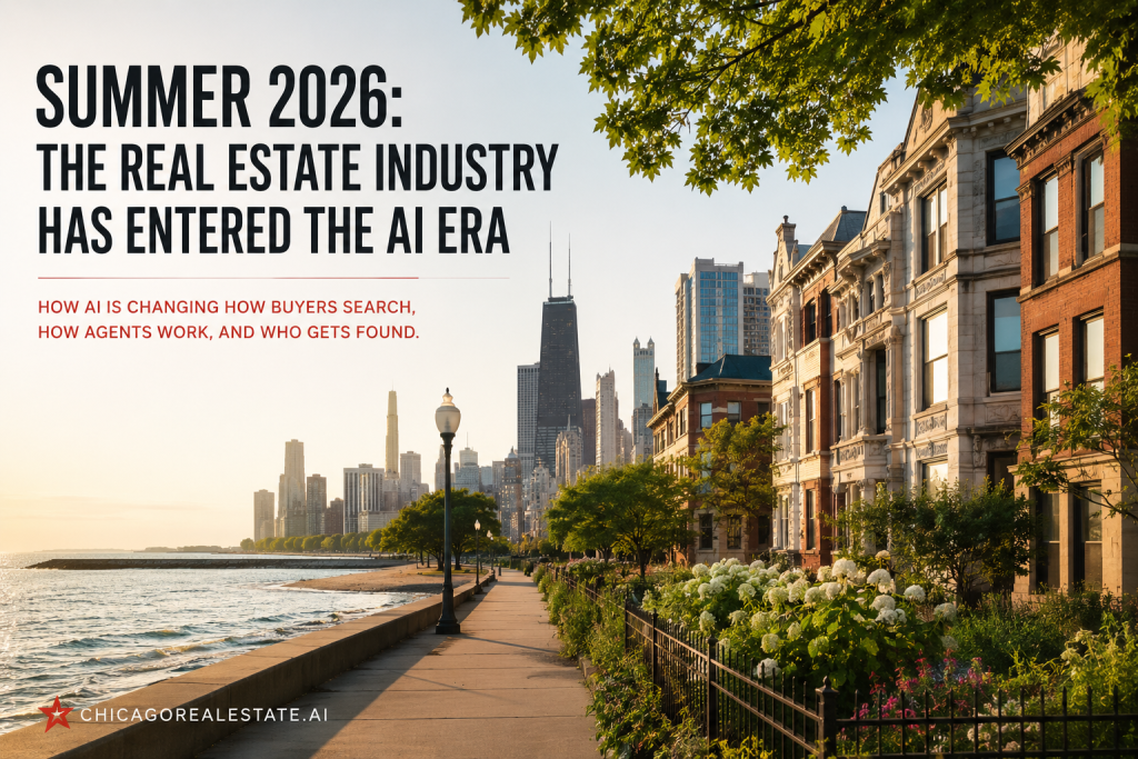 AI-generated graphic representing the real estate industry entering the AI era in summer 2026